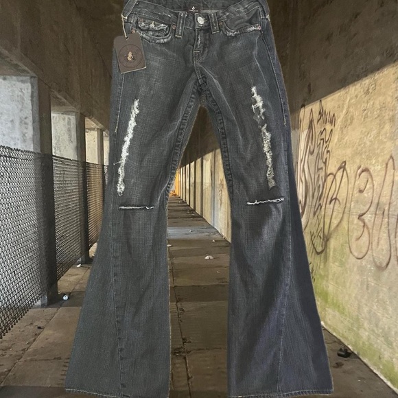 True Religion Women's 27 NWT Vintage Y2K 2004 JOEY Gray Wash Boot Cut Jeans